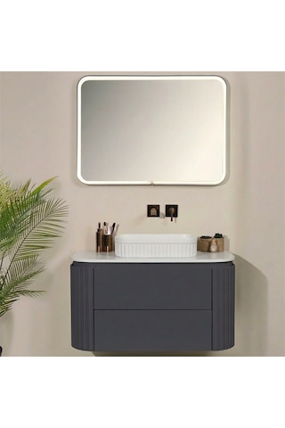 Kobos Gloria 100 Cm Banyo Dolabı Seti Argento Antrasit