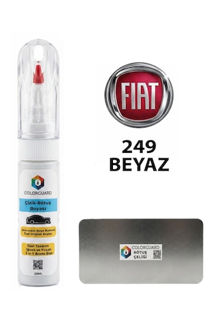 Fıat-tofaş 249 Beyaz İğneli Ve Fırçalı Özel Tasarım Şişe Rötuş Boyası Ve Profesyonel Rötuş Çeliği Seti