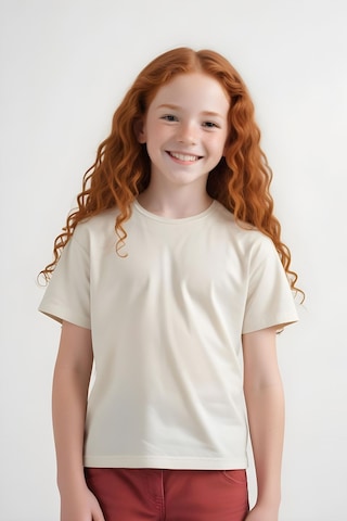Fyk Kids Kız Çocuk Yuvarlak Yaka Penye T-shirt Krem