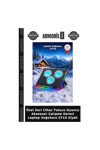 Özel Seri Cihaz Tutucu Oyuncu Aksesuar Çalışma Gereci Laptop Soğutucu Cf10 Siyah