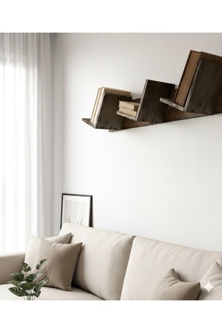 Doğal Ahşap Kitaplık, Dekoratif Tasarım Ahşap Vintage Kitaplık Ceviz