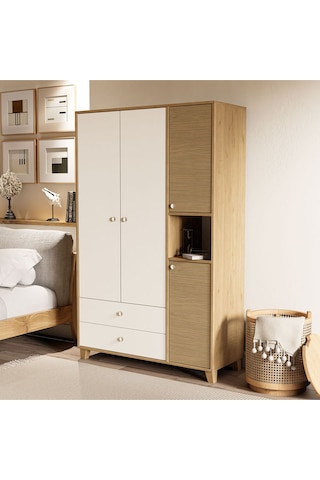 Mezza 3520 Lisa 4 Kapılı Gardırop Sepet - Yunus - Beyaz