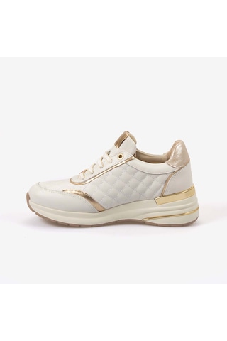 Kemal Tanca Kadın Eva Taban Kapitone Dikiş Bağcıklı Spor & Sneaker Ayakkabı 7100 Krem