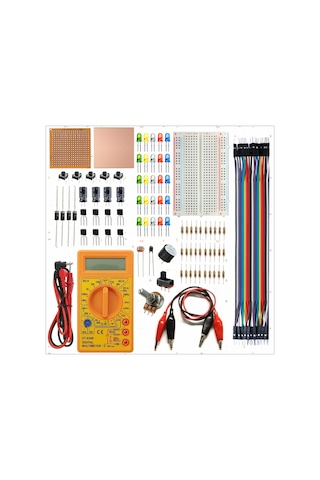 Breadboard Temel Elektronik Devre Eğitim Seti + Dt830d Multimetre