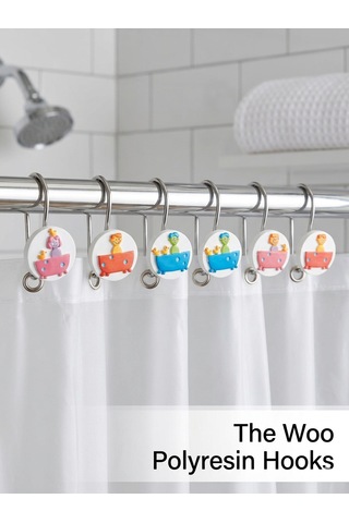 The Woo Sevimli Figürlü Banyo Duş Perdesi Askısı 12'li Set Çok Renkli