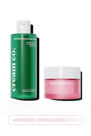Cream Co. Leke Karşıtı Nemlendirici Krem 50 ML + Bha-Pha Niacinamide Tonik 200 ML
