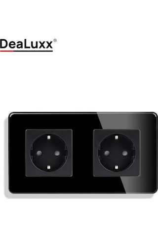 Dealuxx Cam Çerçeveli Siyah Çift Prizli Priz 398340754