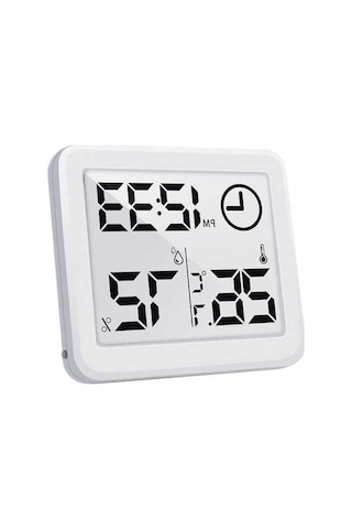 Supermarket1 Mini Abs Beyaz Dijital Oda Termometre Ve Nemölçer -10 C/+70 C, Pil Dahil - %20-99% Rh