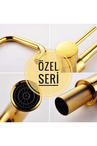 Sardıcı Melfa Series Altın Çift Su Girişli Pirinç Mutfak Bataryası