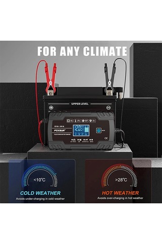 Mufunye Endüstriyel Tarzda 12v 24v Agm Şarj Cihazı - 8a Motosiklet Ve Araç Aküsü İçin Tam Otomatik Şarj Gümüş