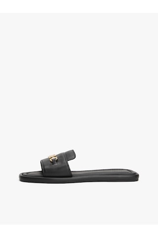 Tommy Hilfiger Leather Horsebıt Mule Kadın Siyah Sandalet - Fw0fw08420