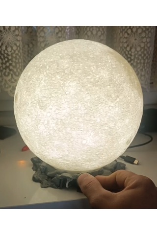 Ay Desenli Gece Lambası Beyaz