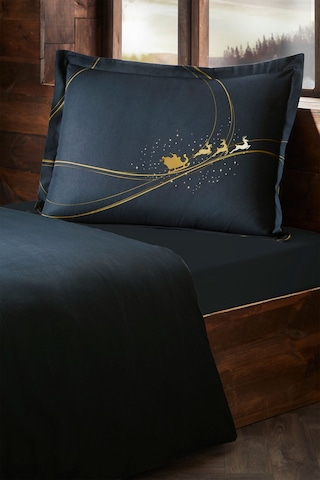 Özdilek Night Twinkle Tek Kişilik Lastikli Çarşaf Nevresim Takımı Siyah