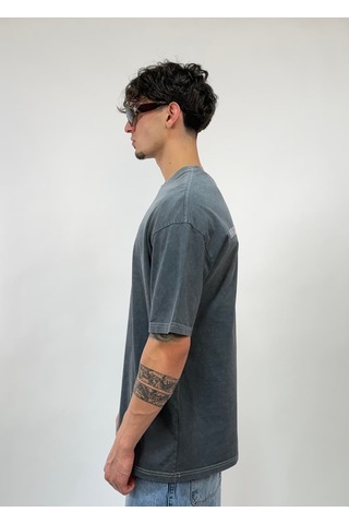 Zaee Studio Line Oversize Yıkamalı Tişört Füme