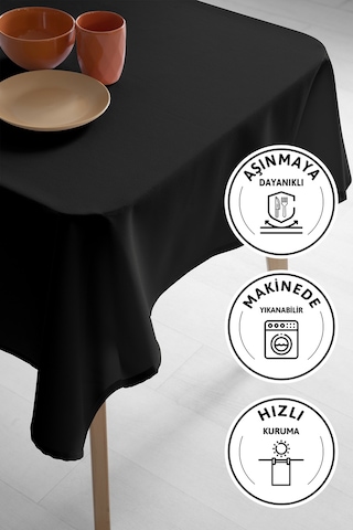 Nayra Keten Masa Örtüsü 160x220 - Siyah Siyah