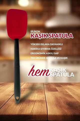 1 Parça Slikon Kaşık Spatula-vms-petra Silikon Kırmızı Kırmızı
