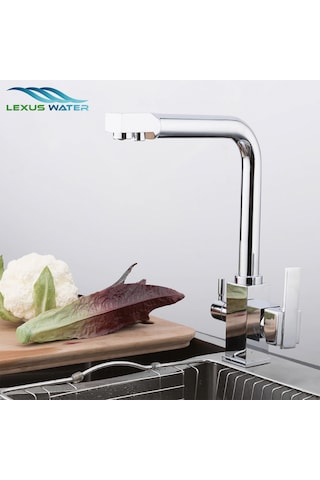 Lexus Water Su Arıtma Cihazları İçin 3 Yollu Kare Arıtmalı Musluğu Krom