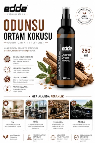 Edde Odunsu Kokulu Ferah Kalıcı Araba Araç Oto Kokusu Araç Içi Kokuları 250 Ml Bambu Oto Parfümü Oto Detailing 250ml