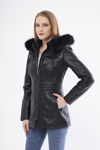 Derinss Dka2332 Hakiki Deri Kadın Siyah Mont 001