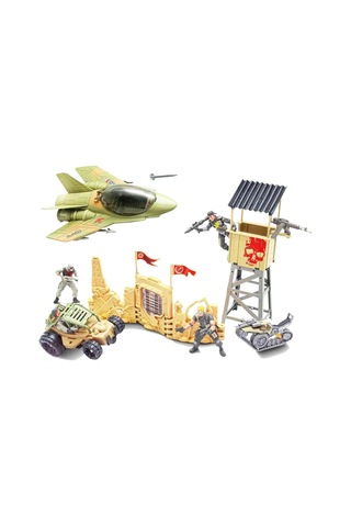 The Corps Mission Terrain Battle Askerî Oyun Seti Jet, Tank, Arazi Aracı Ve 4 Eklemli Asker Figürü
