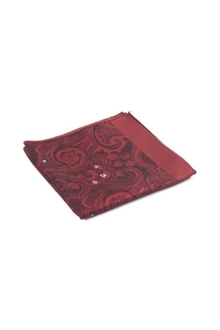 Brianze Bordo Beyaz Şal Motif Desen Kravat Mendil Set Bordo - Beyaz