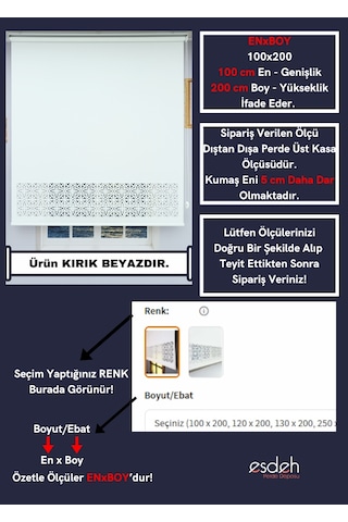 Lazer Stor Perde - Otantik Desen - Kalın Mat Model Beyaz