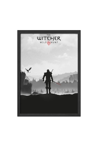 The Witcher Siyah Ahşap Çerçeveli Poster, Dekoratif Oyun Duvar Tablosu