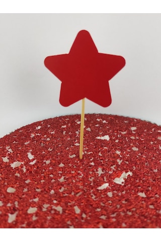 30 Adet Dekoratif Karton Kırmızı Yıldız Şeklinde Pasta Kürdanı 6,5 Cm-kırmızı Yıldızlı Kürdan