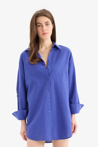 DeFacto Regular Fit Pamuklu Plaj Gömleği-Fall in Love W8241AZ25SMBE114 Mavi