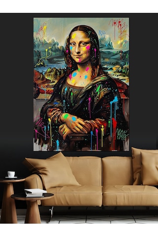 Mona Lisa Pop-art Versiyonu Dekoratif Kanvas - Mdf Ahşap Tablo