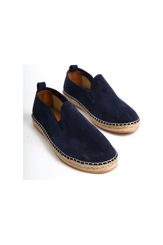 Mubiano Hakiki Deri Summer Erkek Jüt Taban Lacivert Süet Espadril & Loafer -mssr1120-lcv