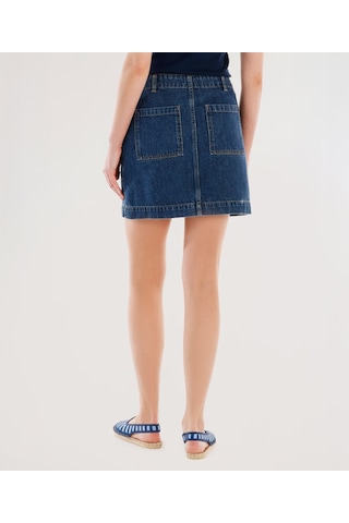 Yargıcı Cepli Detaylı Kısa Denim Etek 25yket4007x 484 Lacivert