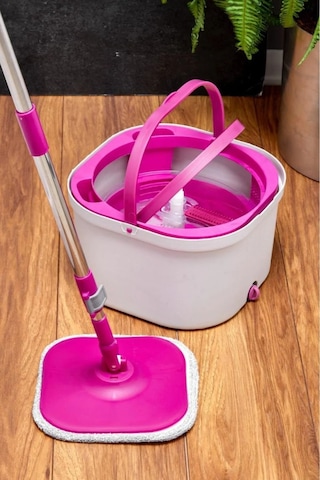 Çift Kovalı Otomatik Mop Temizlik Seti Temiz & Kirli Su Ayrışmalı, Kendini Sıkan Mikrofiber Paspas