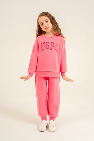 U.S. Polo Assn. Kız Çocuk Nakışlı Pembe Uzun Kol Eşofman Takımı Us2723-c-v1 Us2723-c-v1