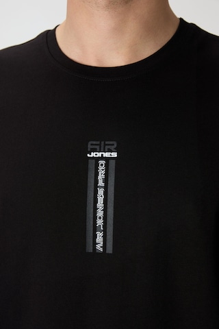 Air Jones Tommy Life Siyah %100 Pamuk Kalın Yumuşak Dokulu Oversize Fit Baskılı Erkek T-shirt - 88360 Siyah