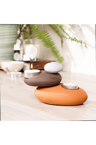 Mitr Özel Tasarım El Yapımı 2'li Tealight Mumluk Renkli