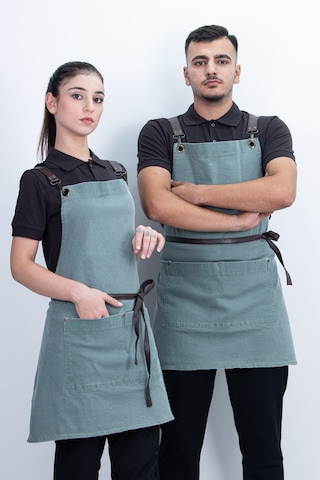 Deri Kayışlı Cepli Kot Önlük Çok Renkli
