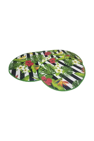 Banyo Paspası 2'li Set 3d Baskılı Jel Palm Çok Renkli