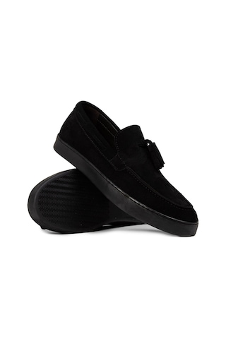 Deery Erkek Hakiki Süet Siyah Püskül Detaylı Loafer - 01994msyhc01 Siyah