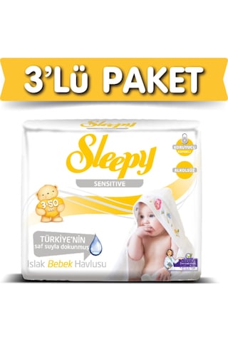 Sleepy 3'Lü Sleepy Sensitive Islak Havlu 50 Yaprak X 3 Adet Sleepy 3'Lü Sleepy Sensitive Islak Havlu 50 Yaprak X 3 Adet