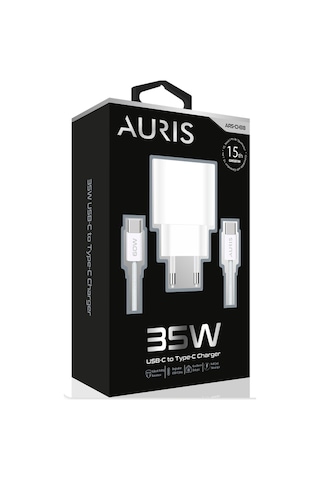 Auris ARS-CH38 35 W İphone 15 Usb-c To Usb-c Şarj Başlığı + Kablo Seti
