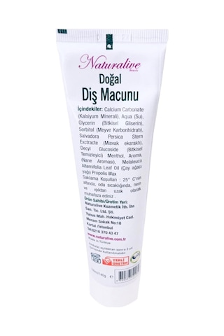 %100 Doğal Diş Macunu Yerli Üretim Helal Belgeli 100 Ml