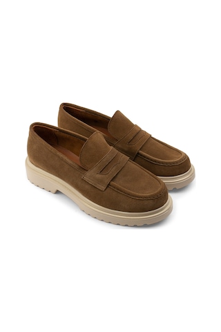 Deery Hakiki Süet Vizon Rengi Loafer Kadın Ayakkabı - 01903zvznp02 Vizon