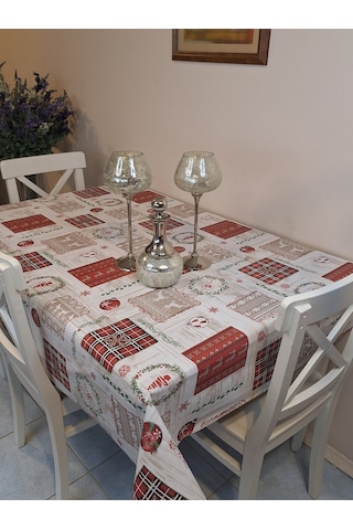 Yeni Yıl Desenli Elyaflı Pvc Masa Örtüsü Silinebilir Ve Su Geçirmez Muşamba Fnt1224 Çok Renkli