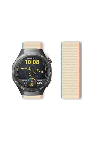 Huawei Watch Gt5 Pro 46mm İle Uyumlu Ayarlanabilir Cırt Cırtlı Yumuşak Spor Kumaş Örgü Kordon