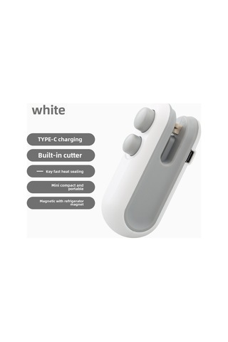 Reedark Ev İçin Mini El Basma Poşet Kapama Aleti - Plastik Poşetleri Güvenli Ve Taze Tutmak İçin Kompakt Kapama Makinesi Beyaz Beyaz