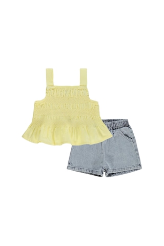Civil Baby Denim Şortlu Askılı 6-18 Ay Takım - Sarı