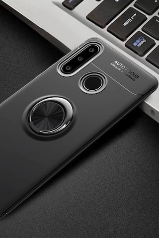 Gld-spt- Newface Huawei Y6p Kılıf Range Yüzüklü Silikon - Siyah