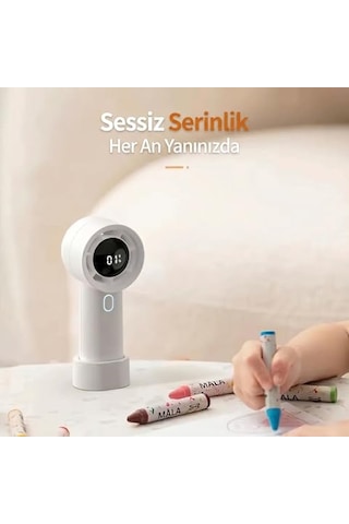 Cırak Turbo El Vantilatörü 100 Kademeli Ayarlı Güçlü Rüzgar Taşınabilir Fan Led Ekranlı Usb-c Şarjlı Sessiz Mini Vantilatör Masaüstü Ve Elde Kullanım El Fanı Mini Vantilatör Mini Fan Sarı
