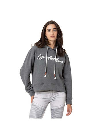 Cipo & Baxx Kadın Basic Grafik Baskılı Uzun Kollu Sweatshirt Wl351 Antrasit